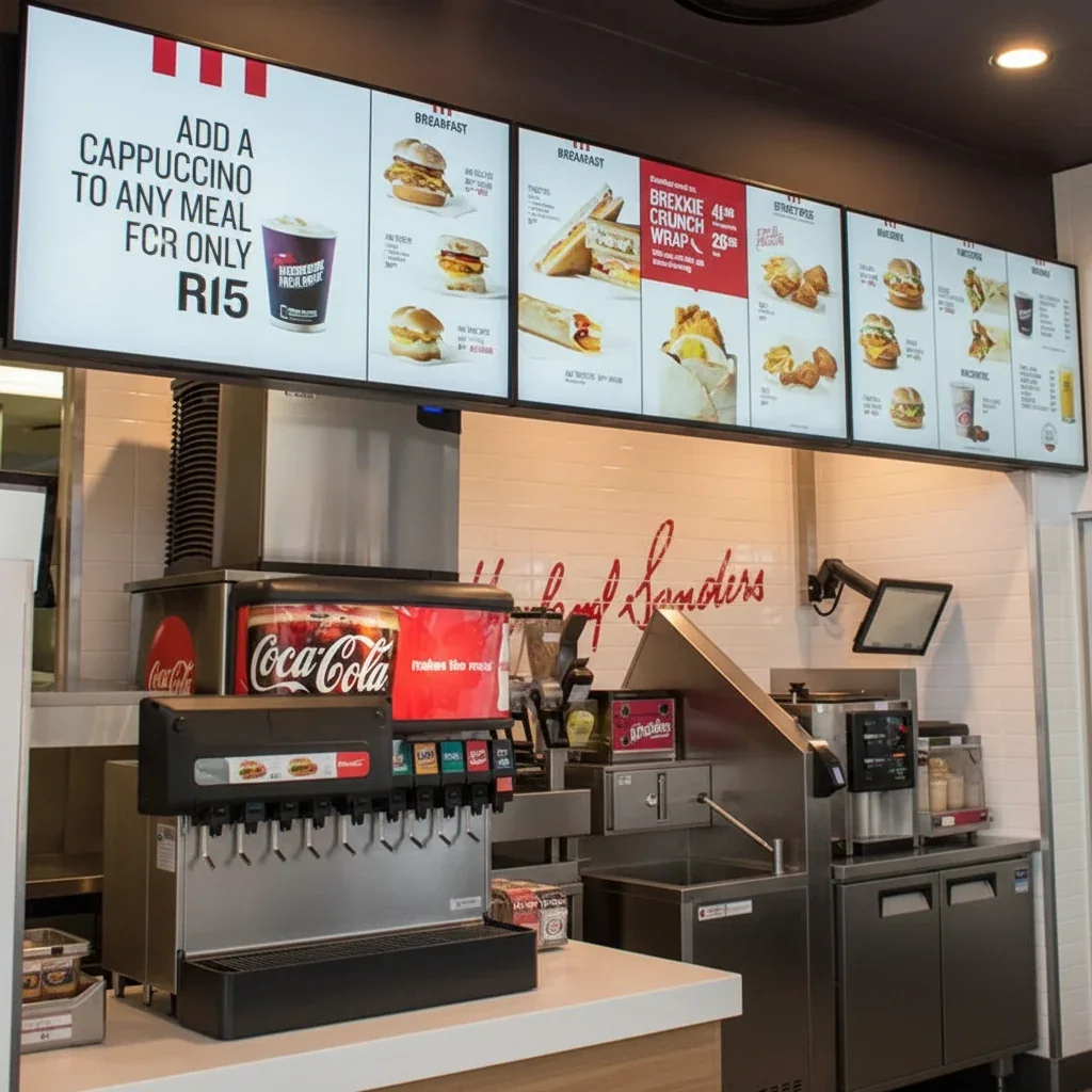 Completed illuminated multi-panel menu board installation